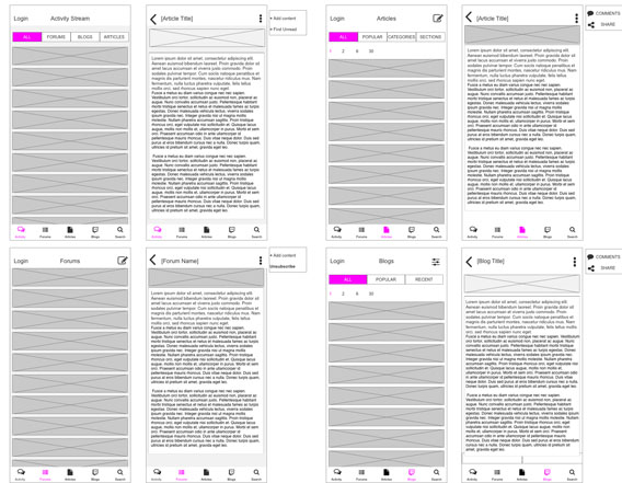 iOS Main Nav wireframes