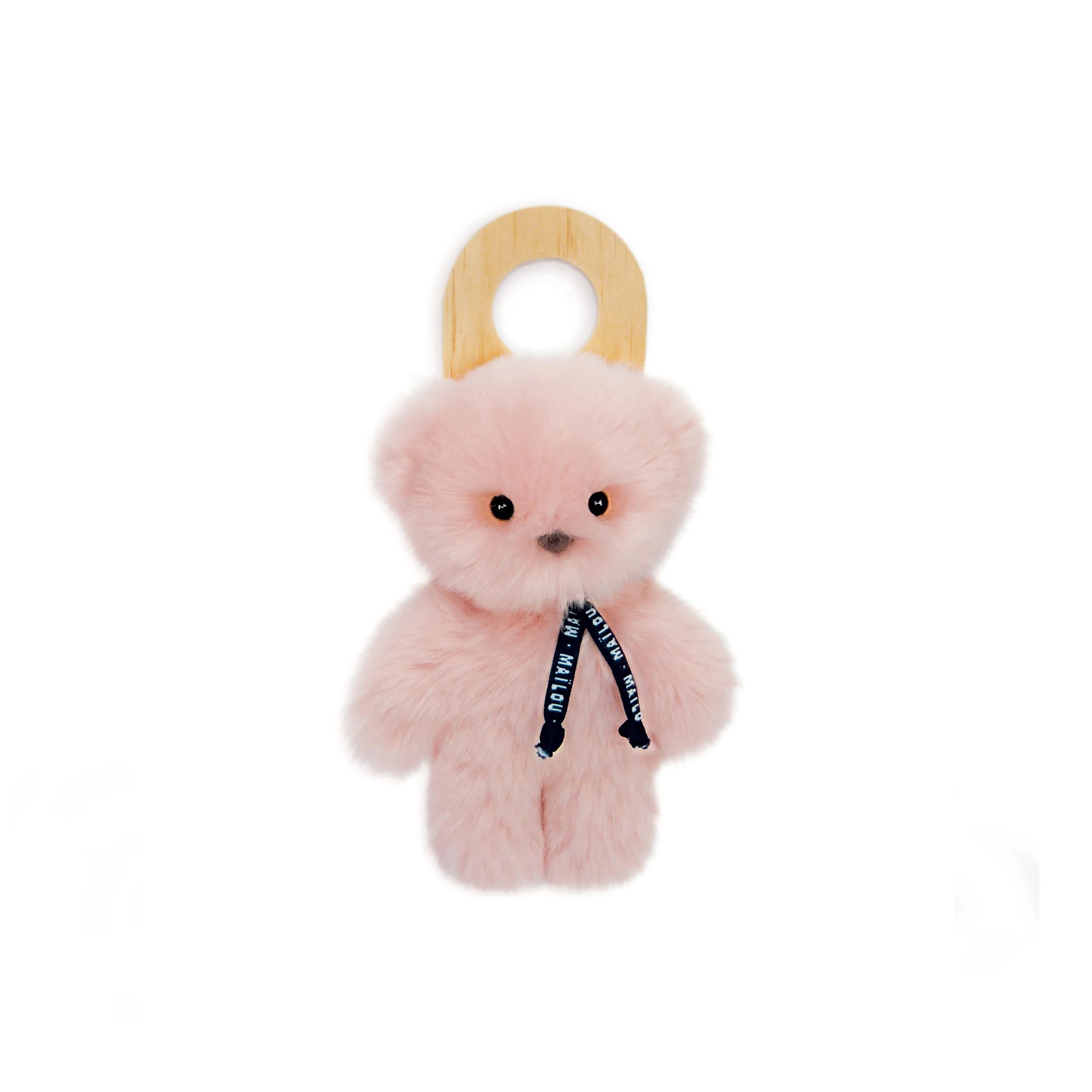 peluche ours Petit Frenchie rose 20 cm fabriquée à la main en France