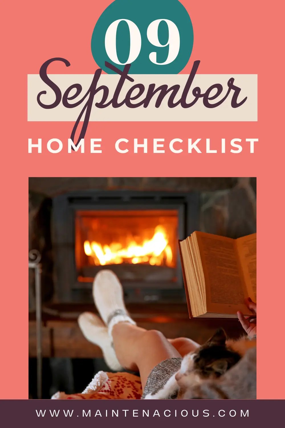 It says 09, September Home Checklist and has a picture of a fireplace