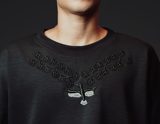 BLACK MAISON RYON PICTOGRAPH & TILE EMBROIDERED SWEATSHIRT - Image 9