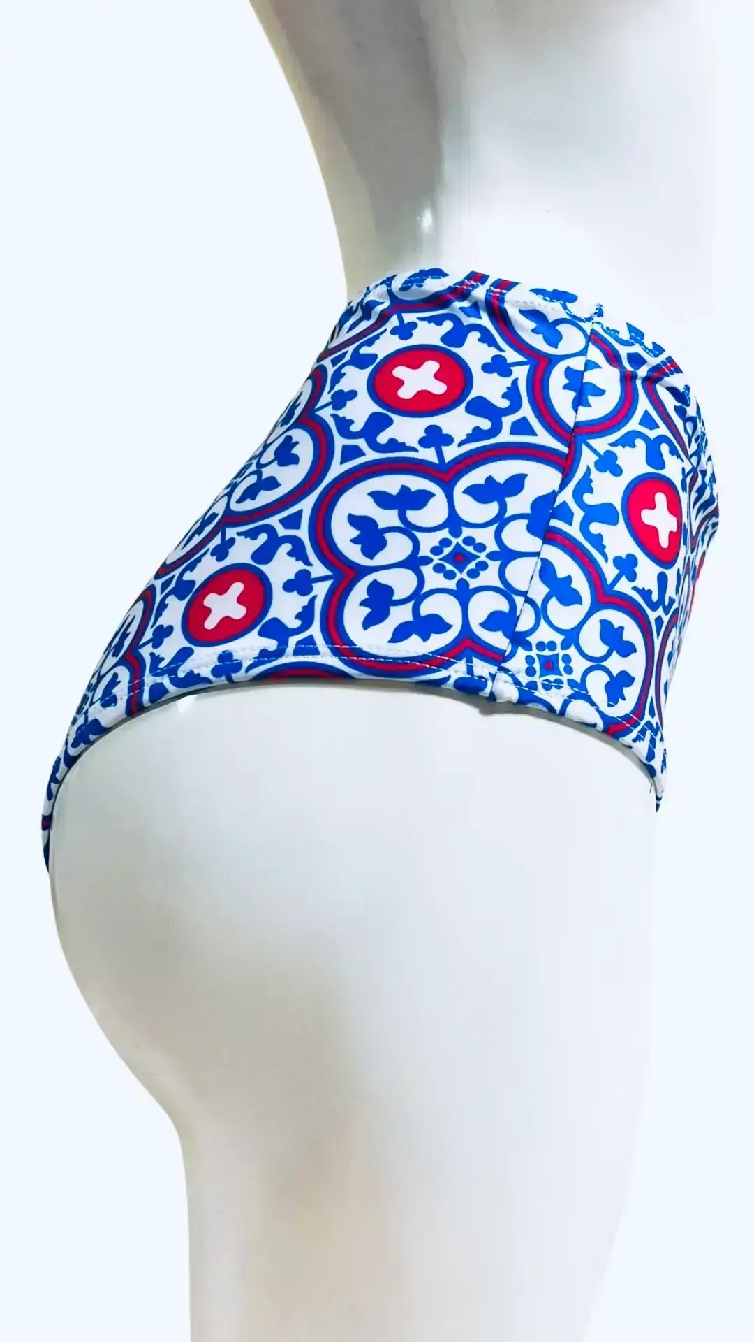 MARY HIGH WAISTED BIKINI BOTTOM IN MEMORIA HEIGHTS TILE PRINT - Image 5