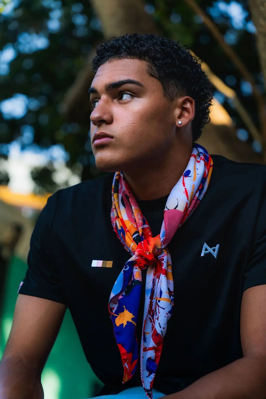 PRESENCIA PRINT STRIP TRIANGULAR BANDANA
