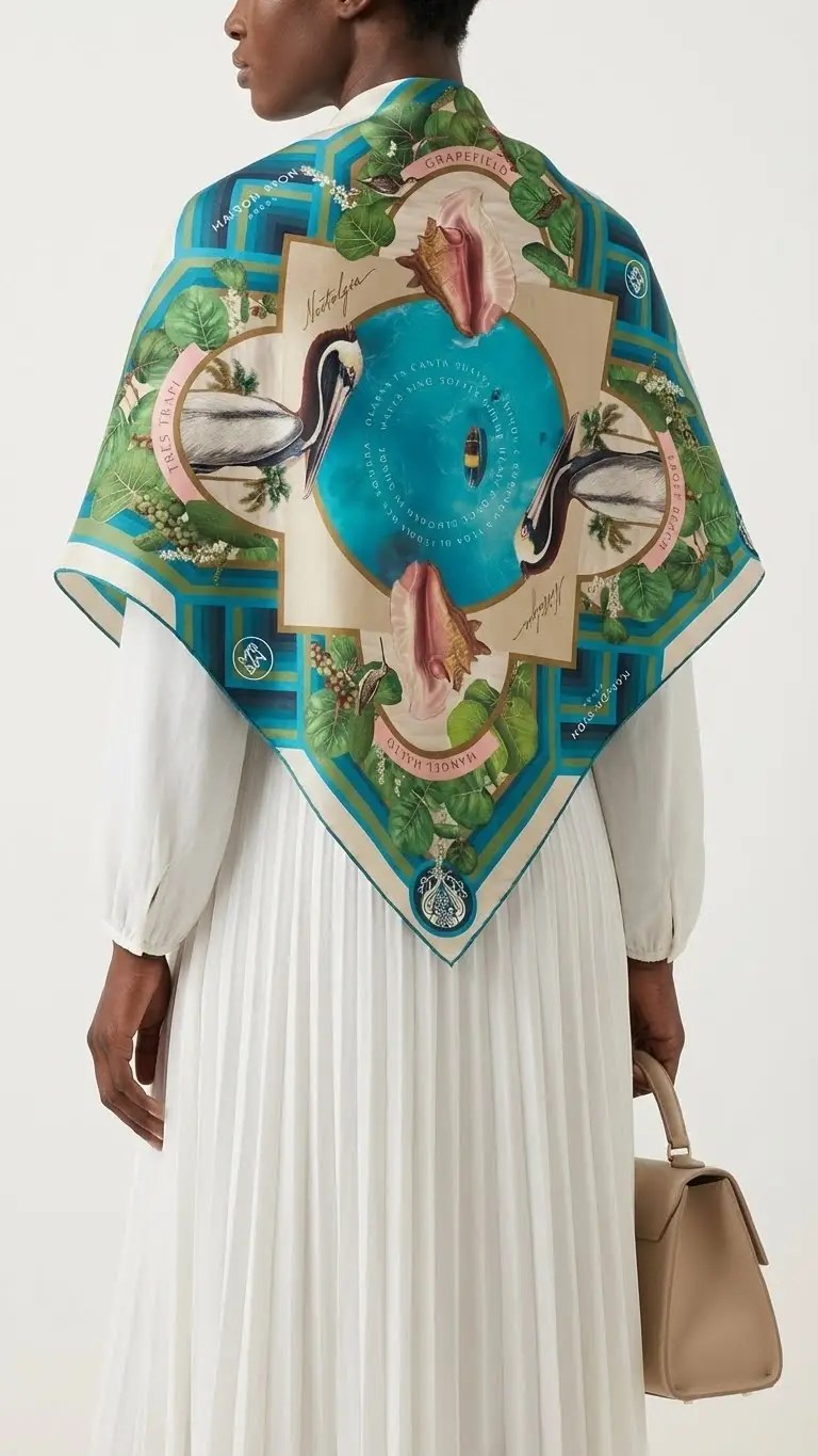 OCEAN NOSTALGIA SILK SCARF - Image 4