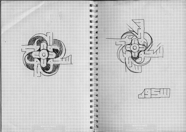 The final design has uninterrupted curves flowing into each other, branching out and returning.