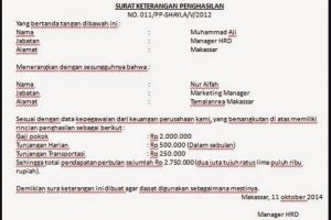 Contoh surat keterangan bekerja bahasa indonesia inggris brankas. Contoh Surat Keterangan Penghasilan Kerja Nusagates