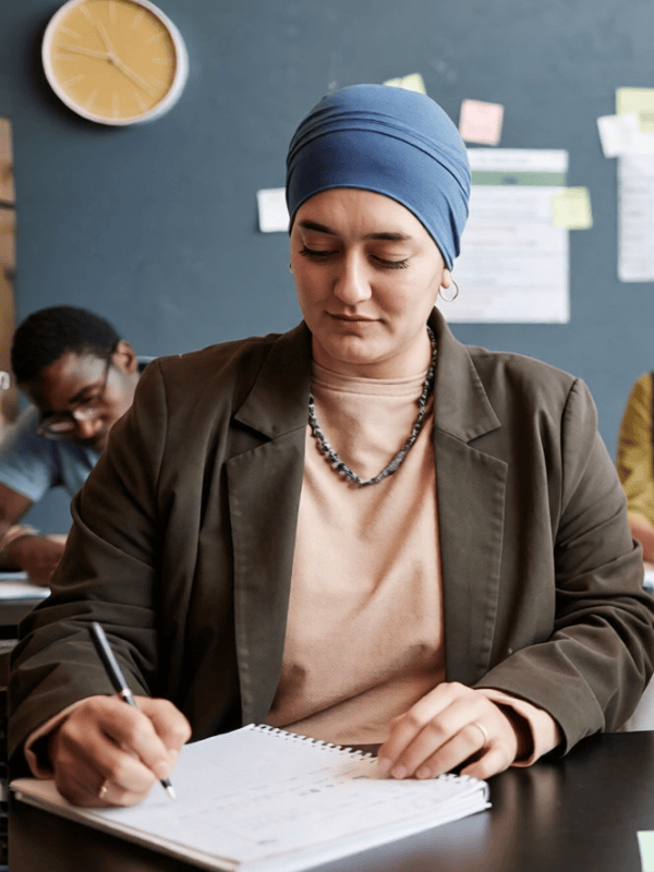 ESOL for Employment lesson with Make More. Asian Woman Learning English for Work.