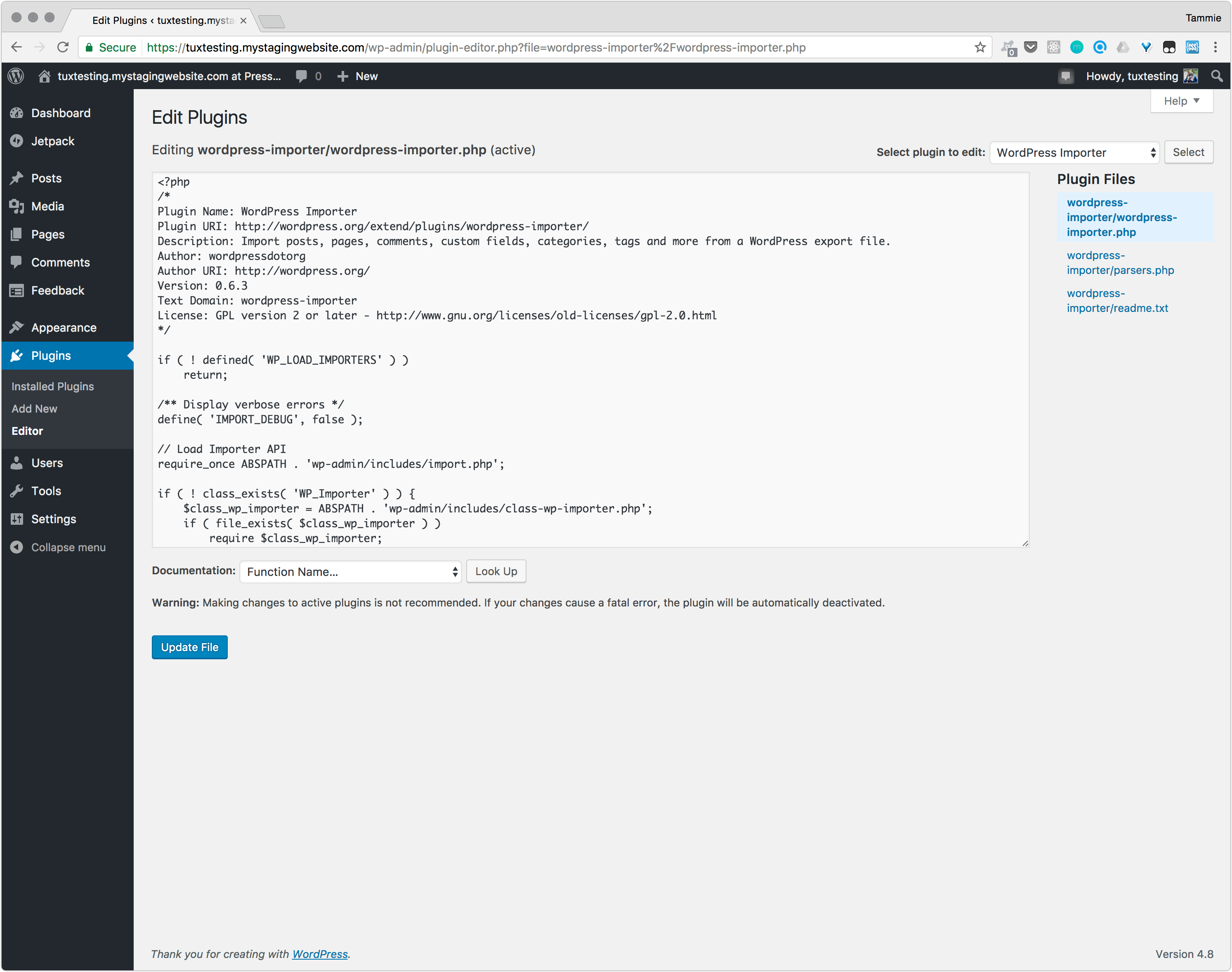 Step two: edit screen