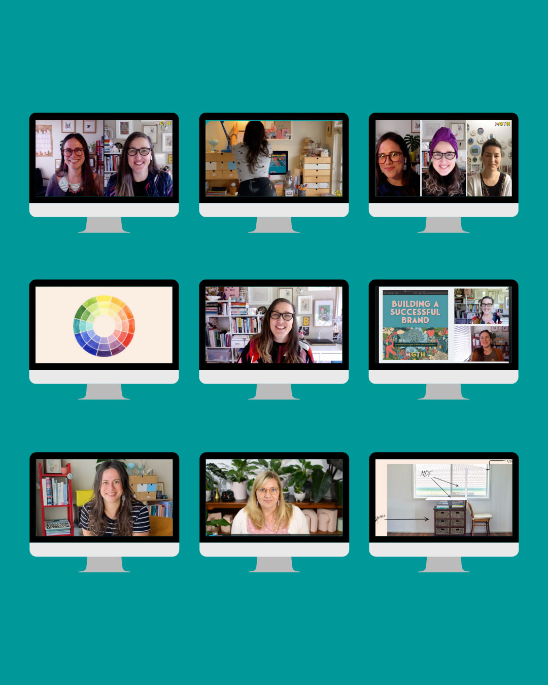 Grid of iMac Screens MGTH Video Library Preview Maker Business Resources