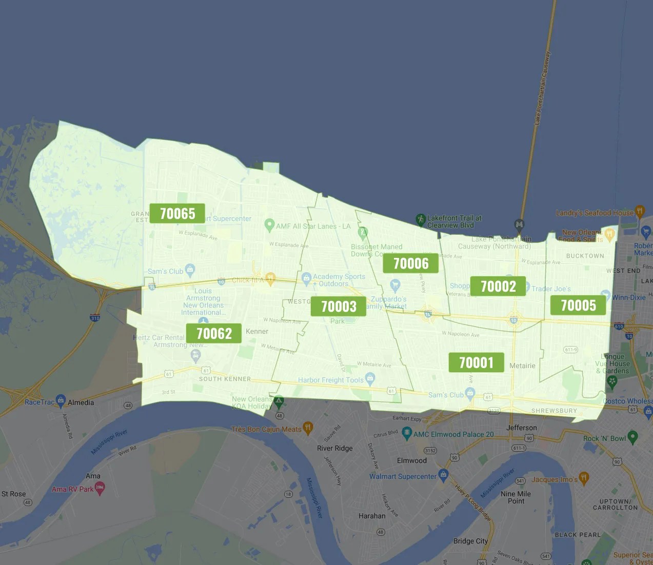 Zip Codes By Parish Louisiana Jefferson County LA Median Household New Orleans LA Zip Code Map 