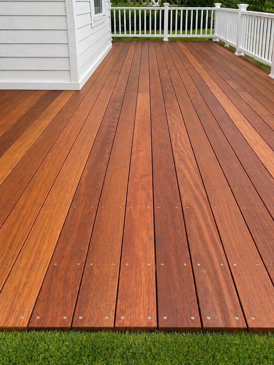 Completed timber deck with white balustrade