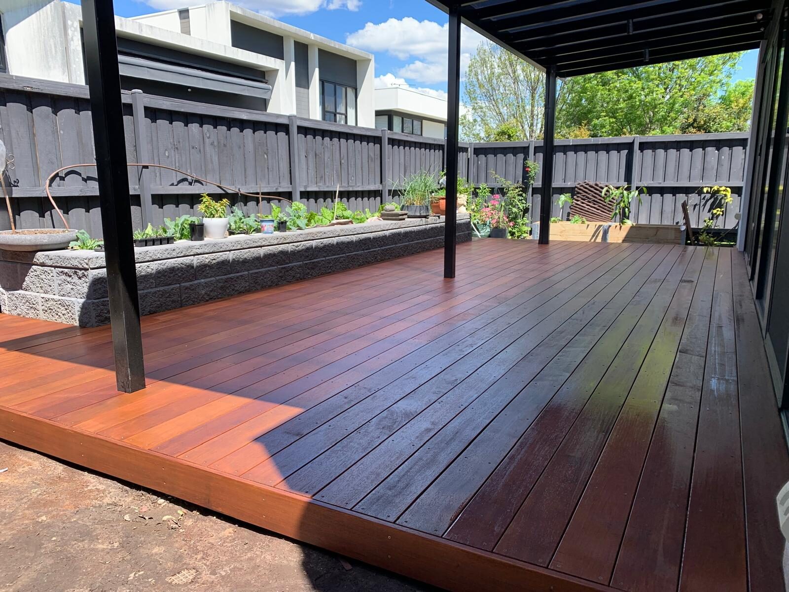 Completed covered Merbau deck