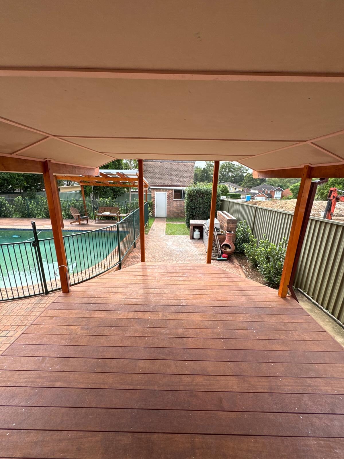 Completed covered poolside deck