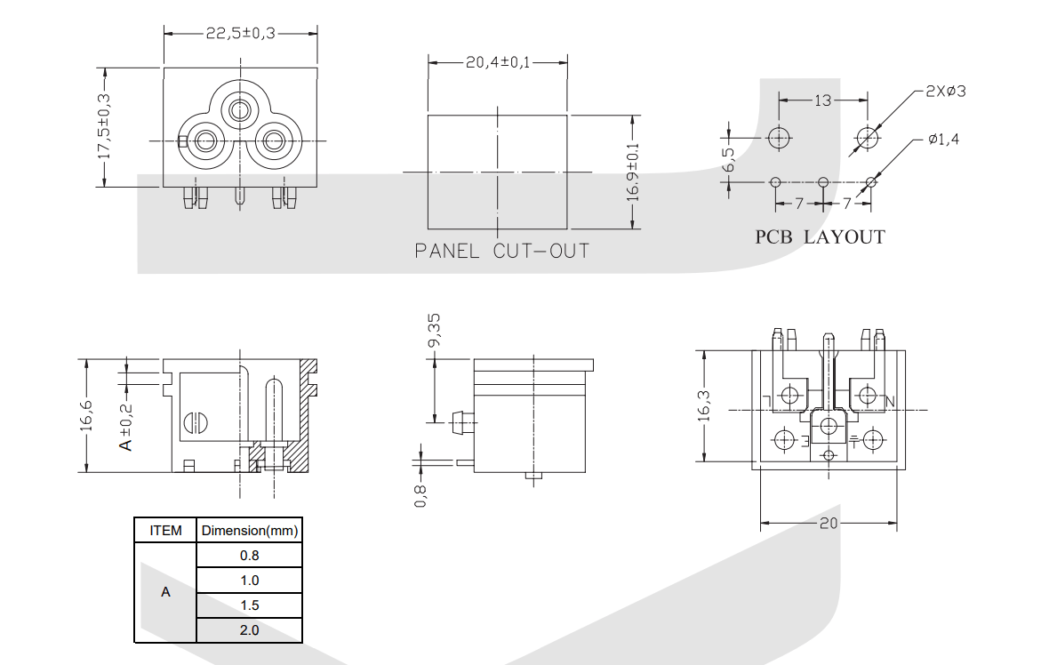 Sourcing Map 10uds AC 250V 2.5A IEC320 C7 Macho Conector Panel Montaje Alimentación Entrada Zócalo