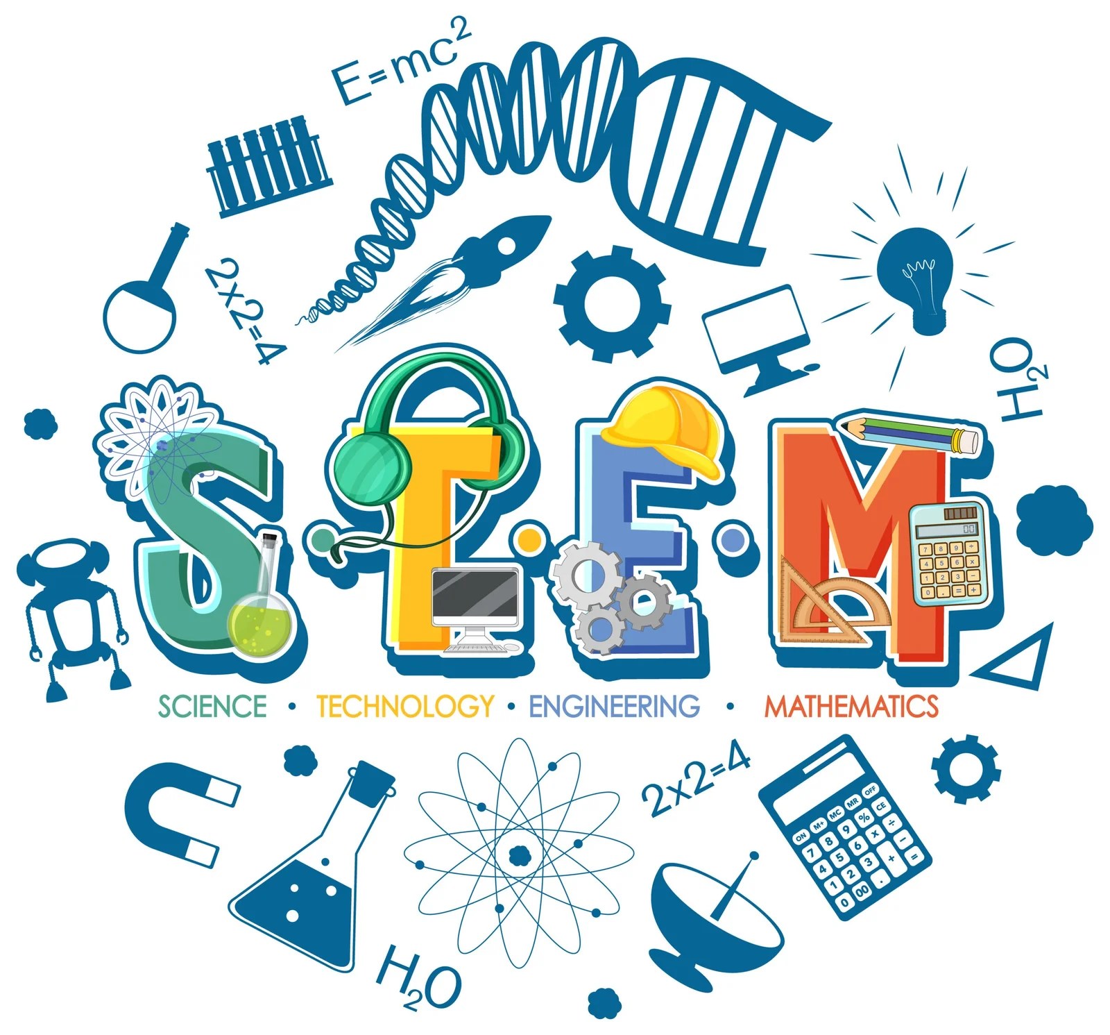 STEM education logo with icon ornament elements  illustration
