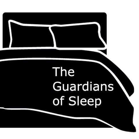 The Guardians of Sleep Podcast logo, a black and white graphic of a bed