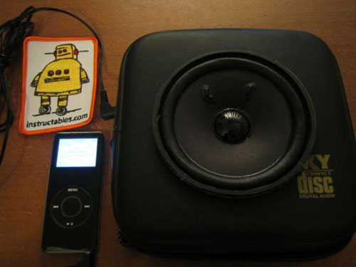 Portable speaker in a CD case