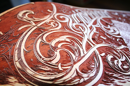 Laser-etched skateboards