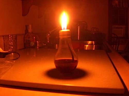 light bulb oil lamp