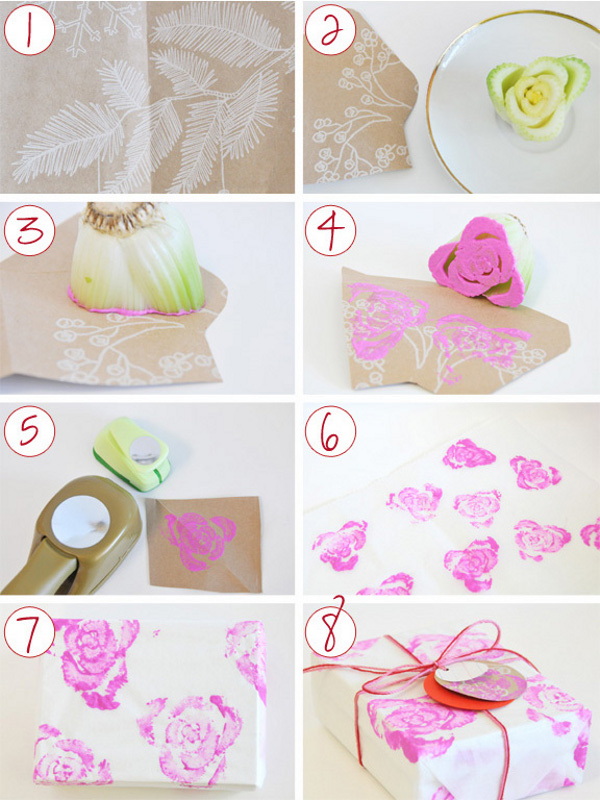 Celery stamped gift wrap