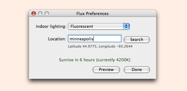 F.lux – time of day light adjustment for your monitor