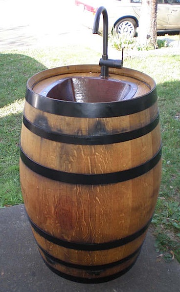 How-To: Wine barrel converted to outdoor sink