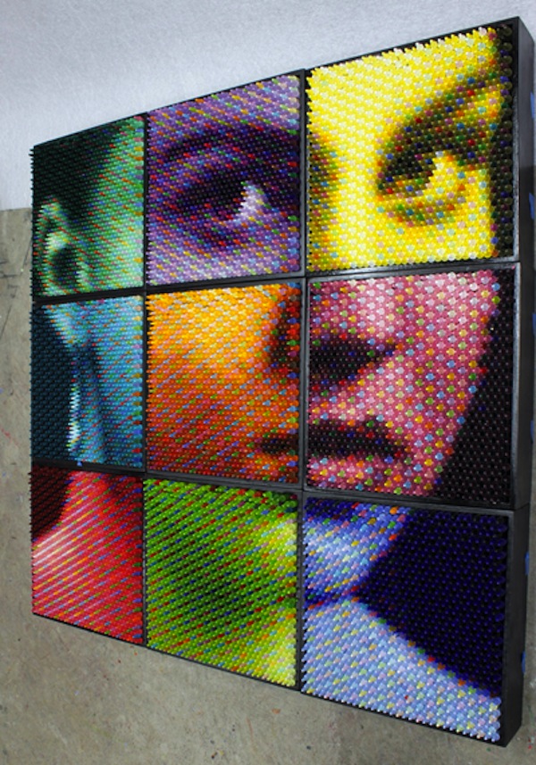 Portraits Made from Individual Crayons