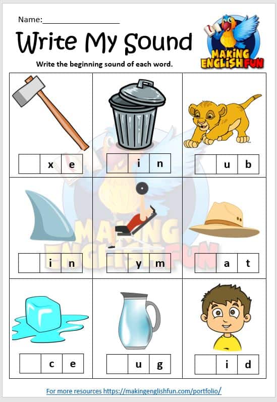 write my sound 4 initial sound worksheets making english fun