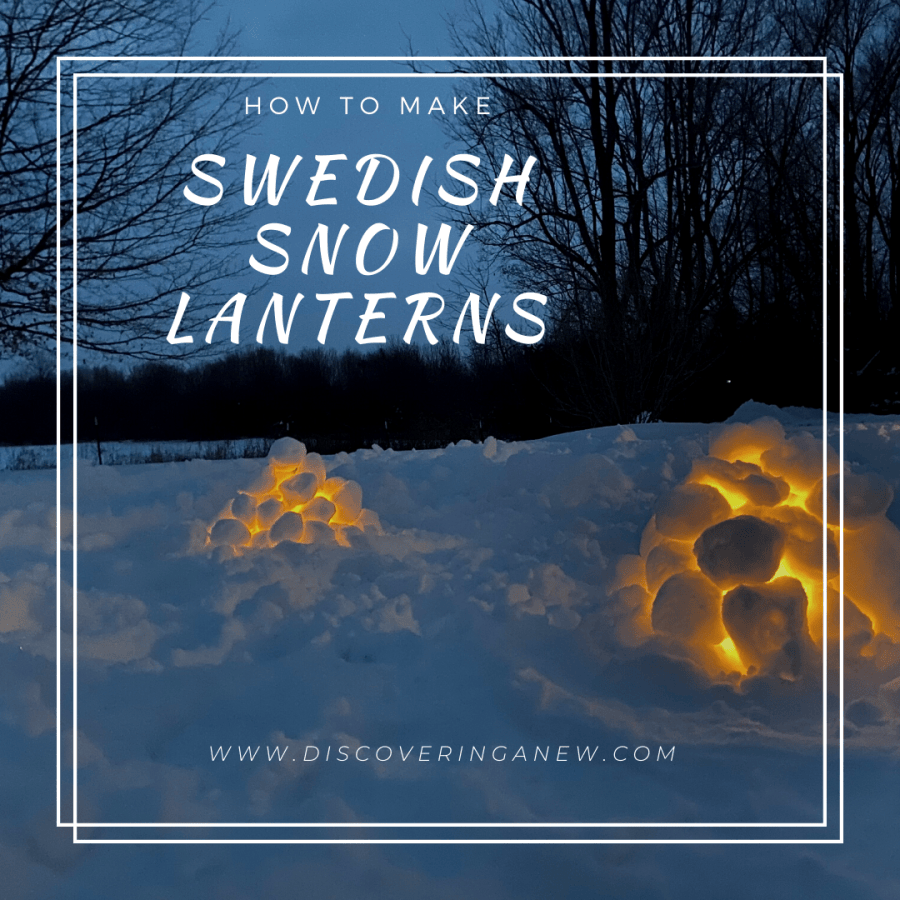 Snow lantern outdoor winter activity made by preschoolers using packed snow
