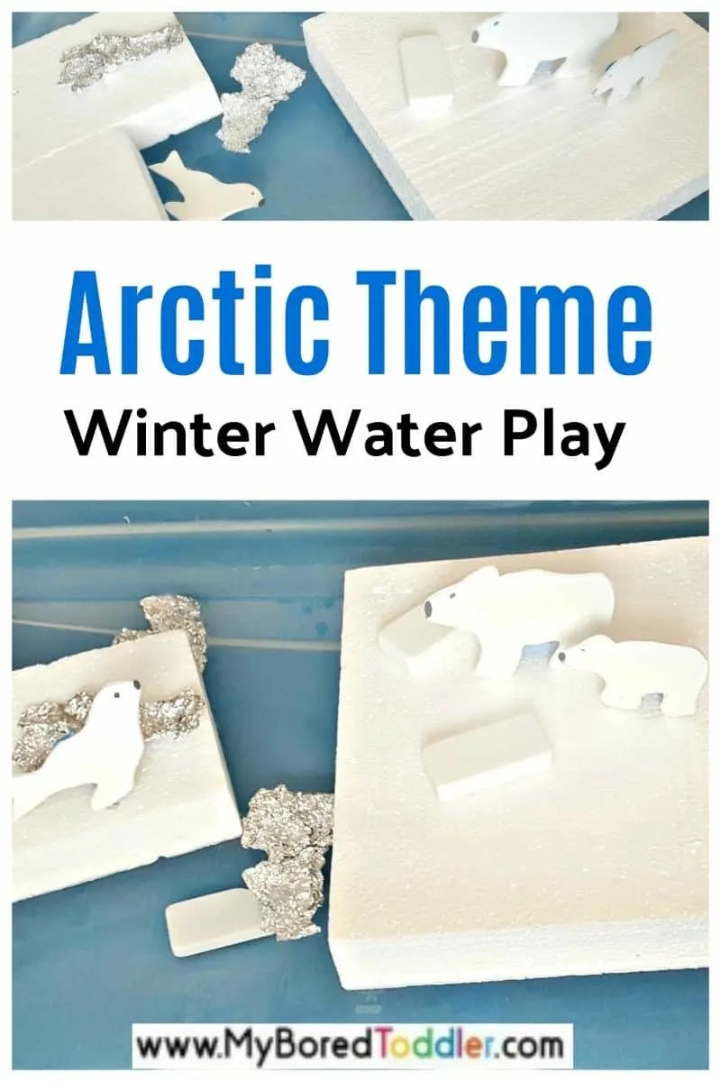 Arctic sensory bin with water low-prep winter activity for preschoolers