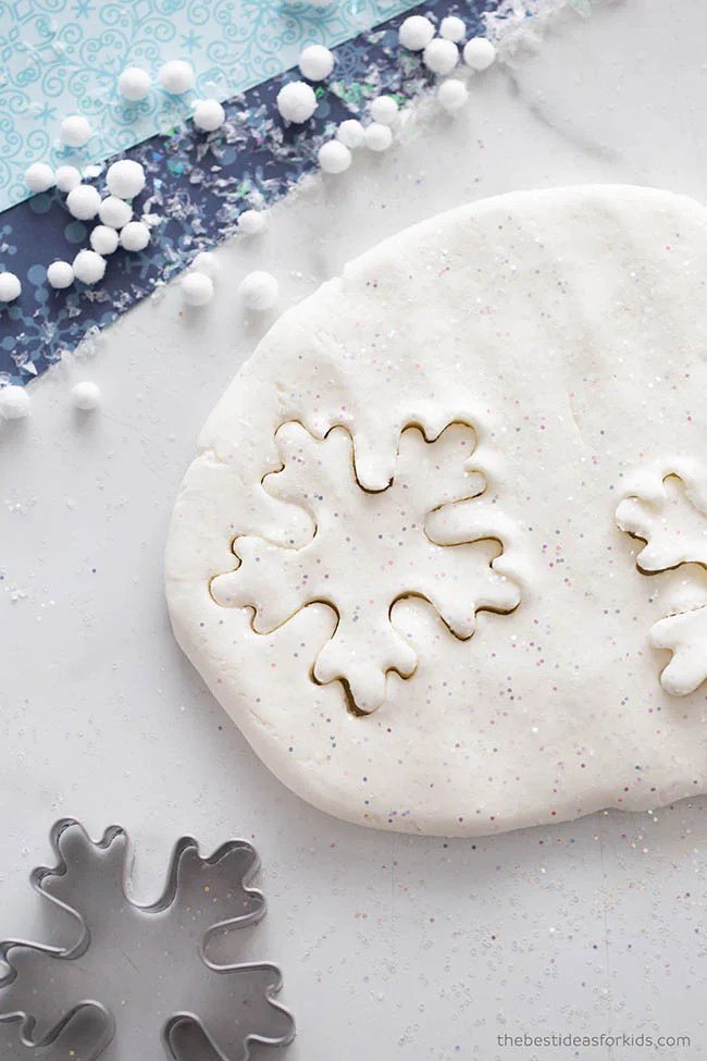 Snow dough sensory activity for preschoolers shaping and molding dough