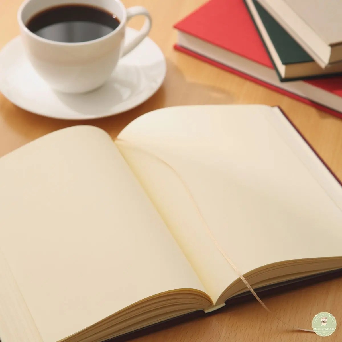 Bright, natural-light home office featuring an open paper planner, a cup of coffee, and a laptop on a wooden desk, symbolizing a peaceful SAHM daily rhythm and a functional 4-block stay at home mom schedule.