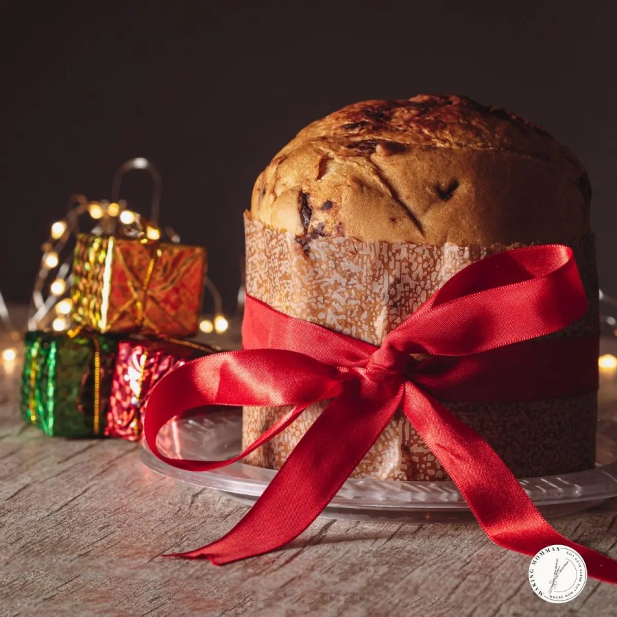 Freshly baked loaf of bread wrapped with a festive red ribbon, a cozy reminder of why a bread machine makes such a thoughtful and practical Christmas gift for moms who love homemade comfort.