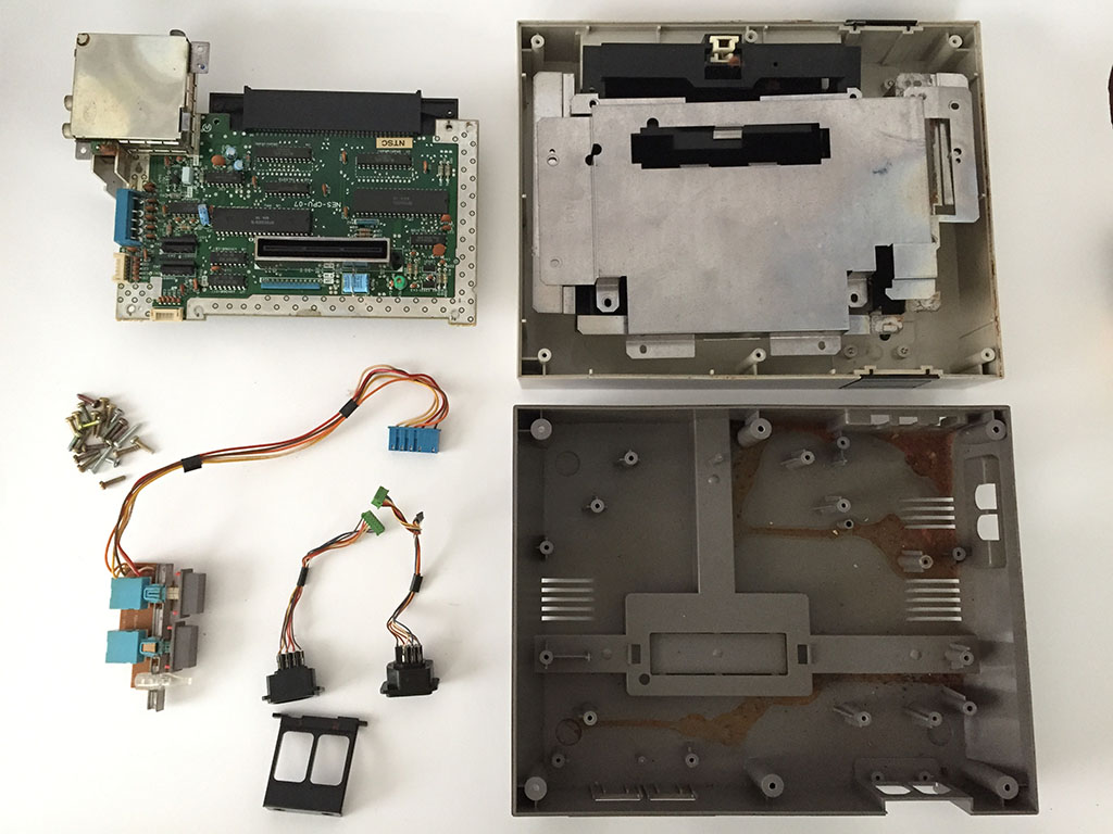 Cables and buttons that lead to the outside of the box removed