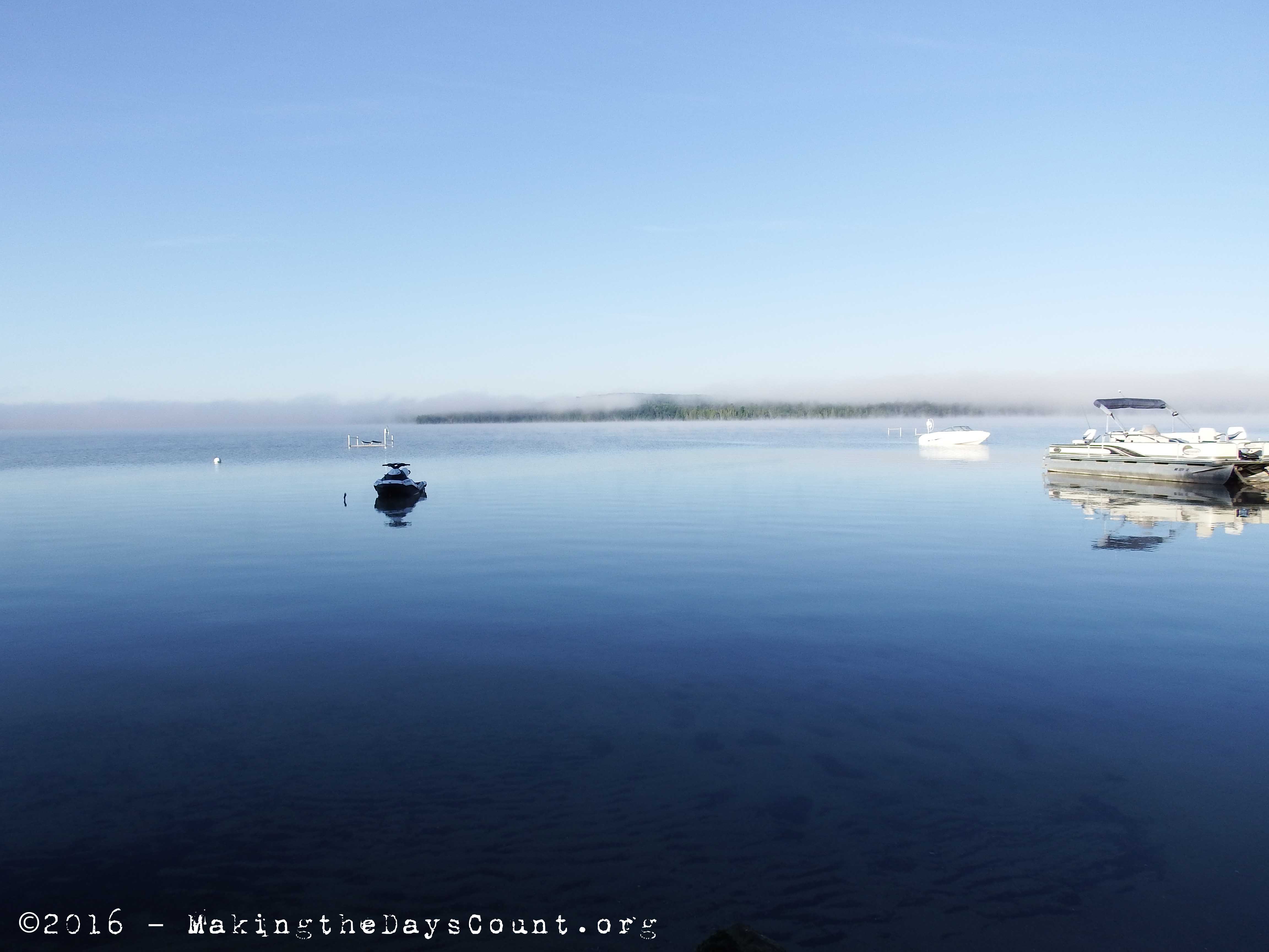 the fog is lifting - the opposite shore