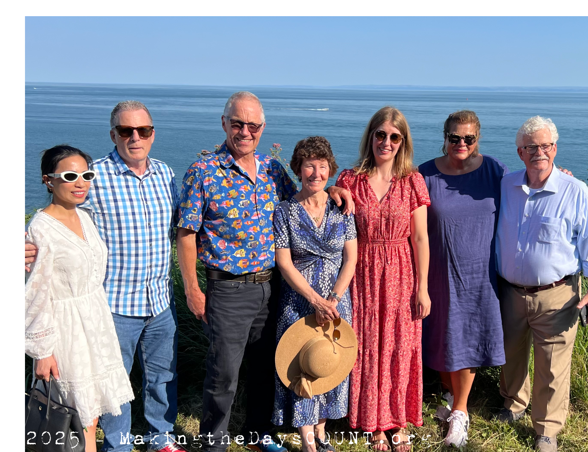 Christina (my brother’s wife), my brother Warren, Lachlan, his wife Kim, their daughter Lindsay, my wife, and me.