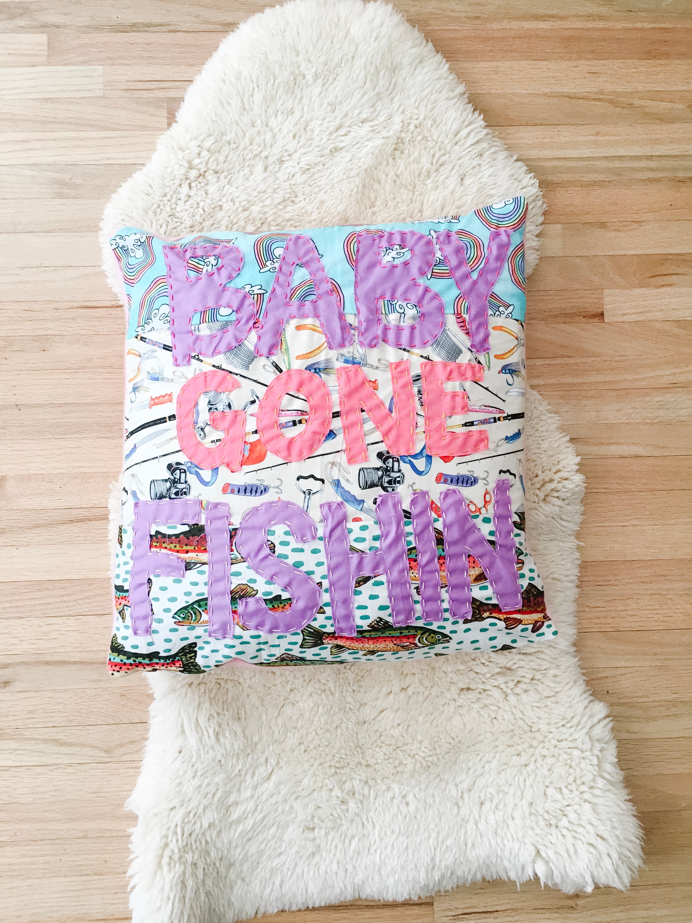 Camping Throw Pillow Sewing Tutorial "Baby Gone Fishin" Making