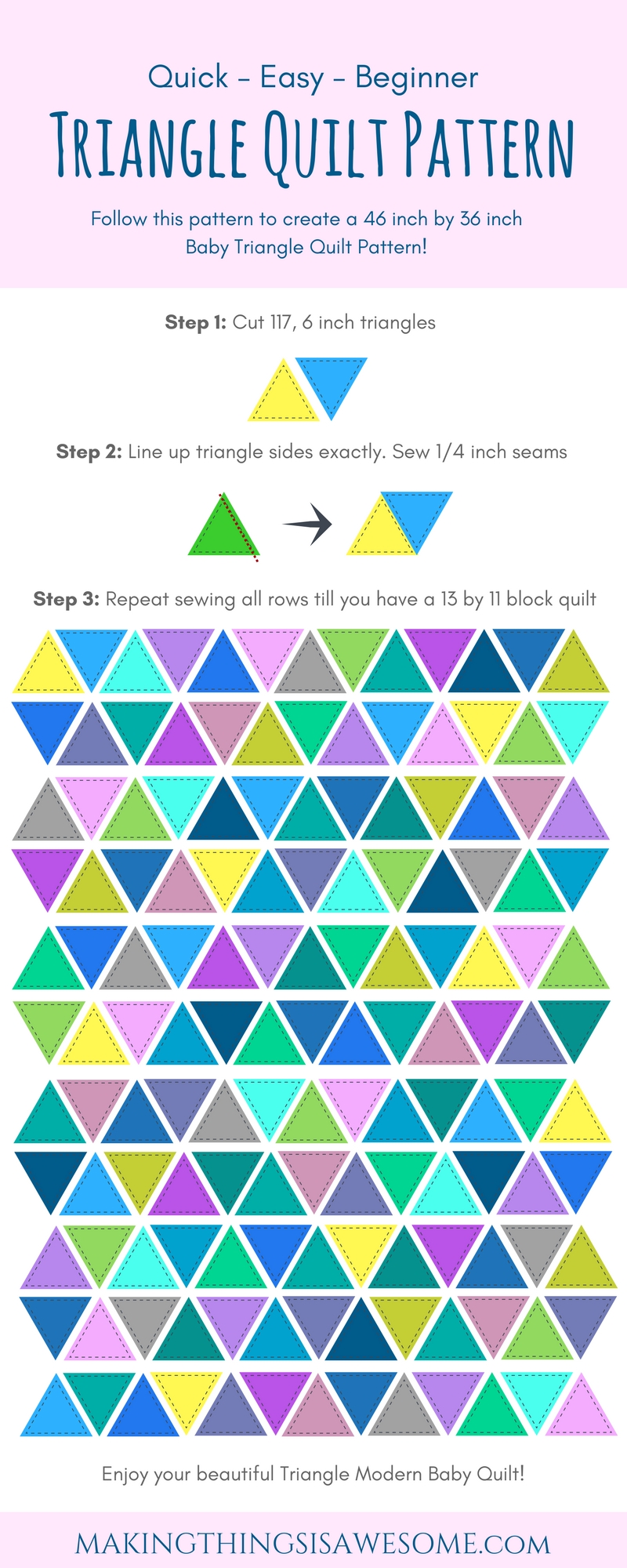 Baby Quilt Patterns: Triangle Modern Quilt Pattern! - Triangle Modern Quilt Pattern Template