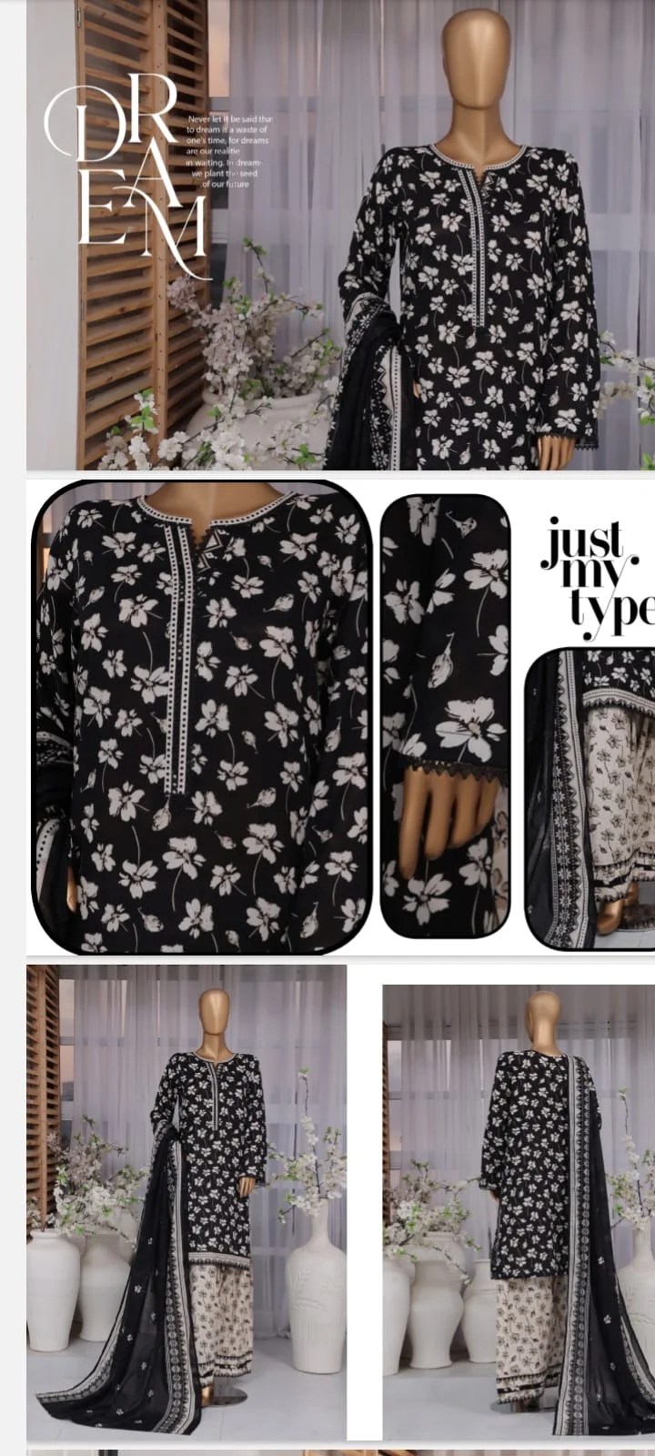 3 Piece Printed Farshi Shalwar Suit By Bin Saeed Style 0013