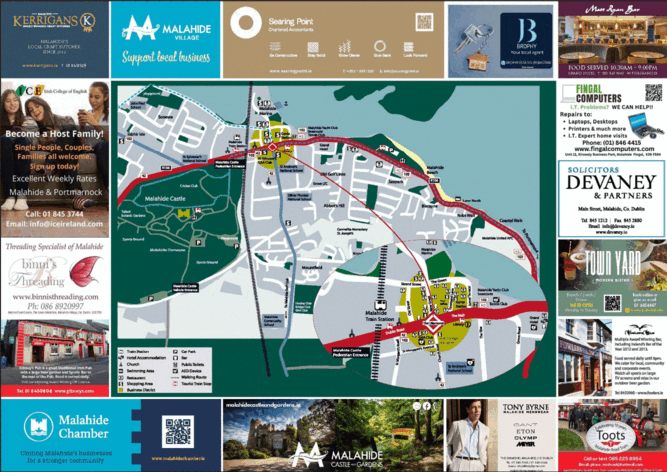 Advertise In The 2026 Malahide Brochure Malahide Chamber Map Ads 1 