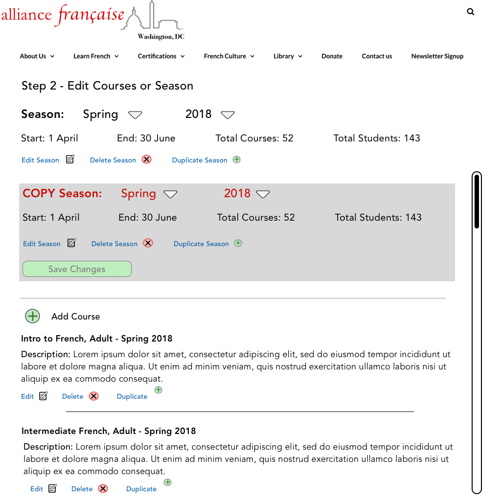 Edit Courses or Seasons Season Copied