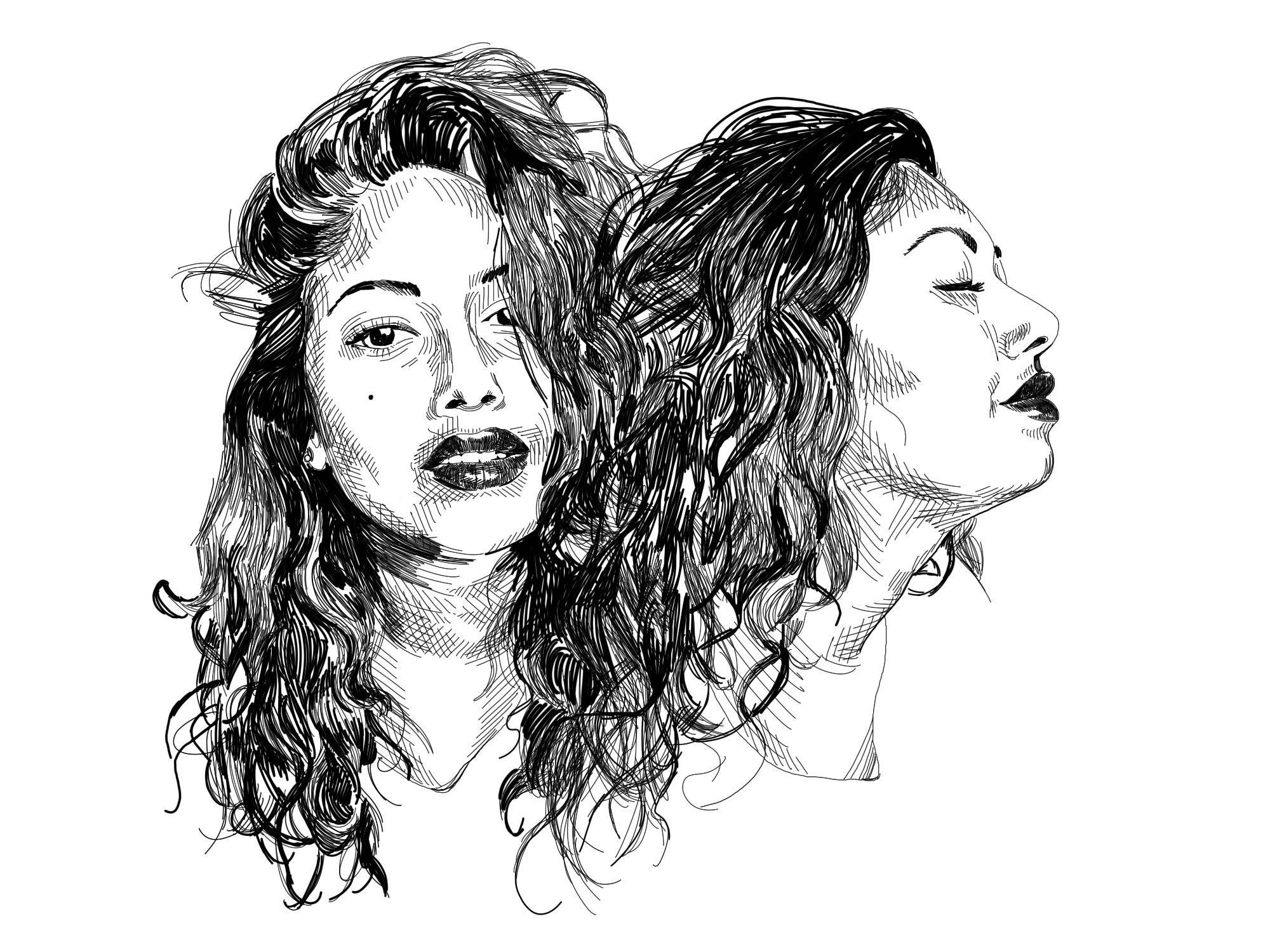 Digital self portrait line drawing