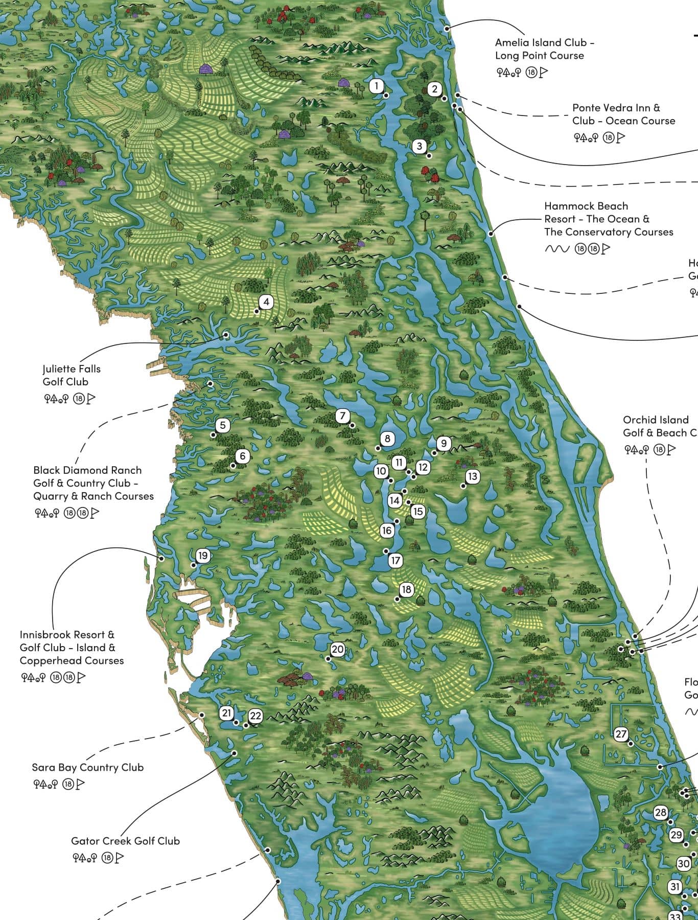 The Florida Golf Map 77 Of Florida S Top Golf Courses Malin Mizen Topl 