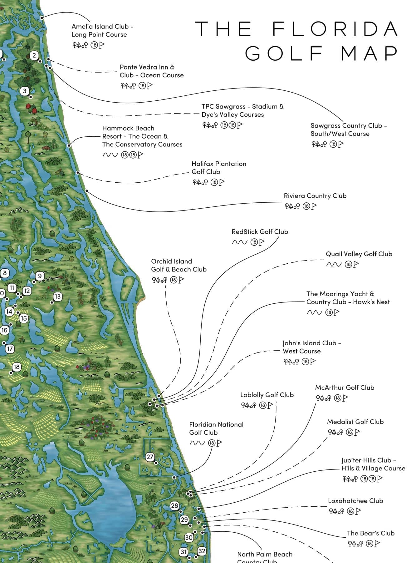 The Florida Golf Map 77 Of Florida S Top Golf Courses Malin Mizen Topr 