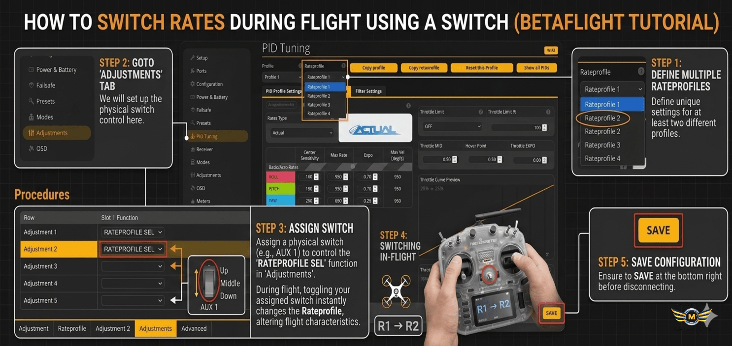 How to Switch Rates During Flight Using a Switch