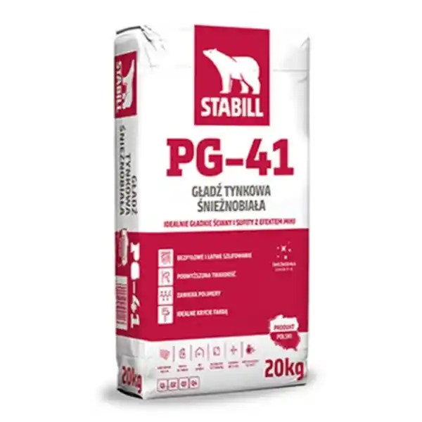 Stabill PG-41 20kg – Gładź Tynkowa Śnieżnobiała Gipsowa Szpachlowa