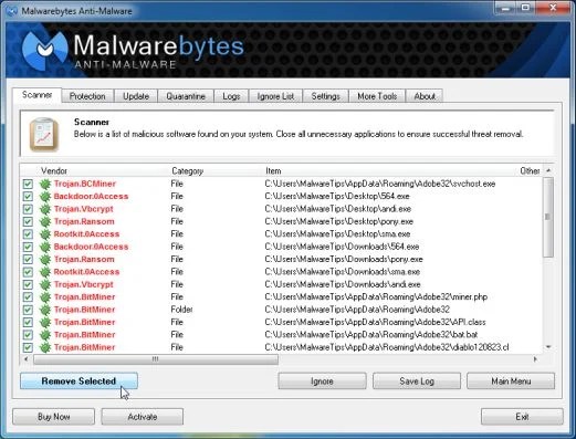 [Image: Malwarebytes Anti-Malwar removing Warning! Critical update! virus]