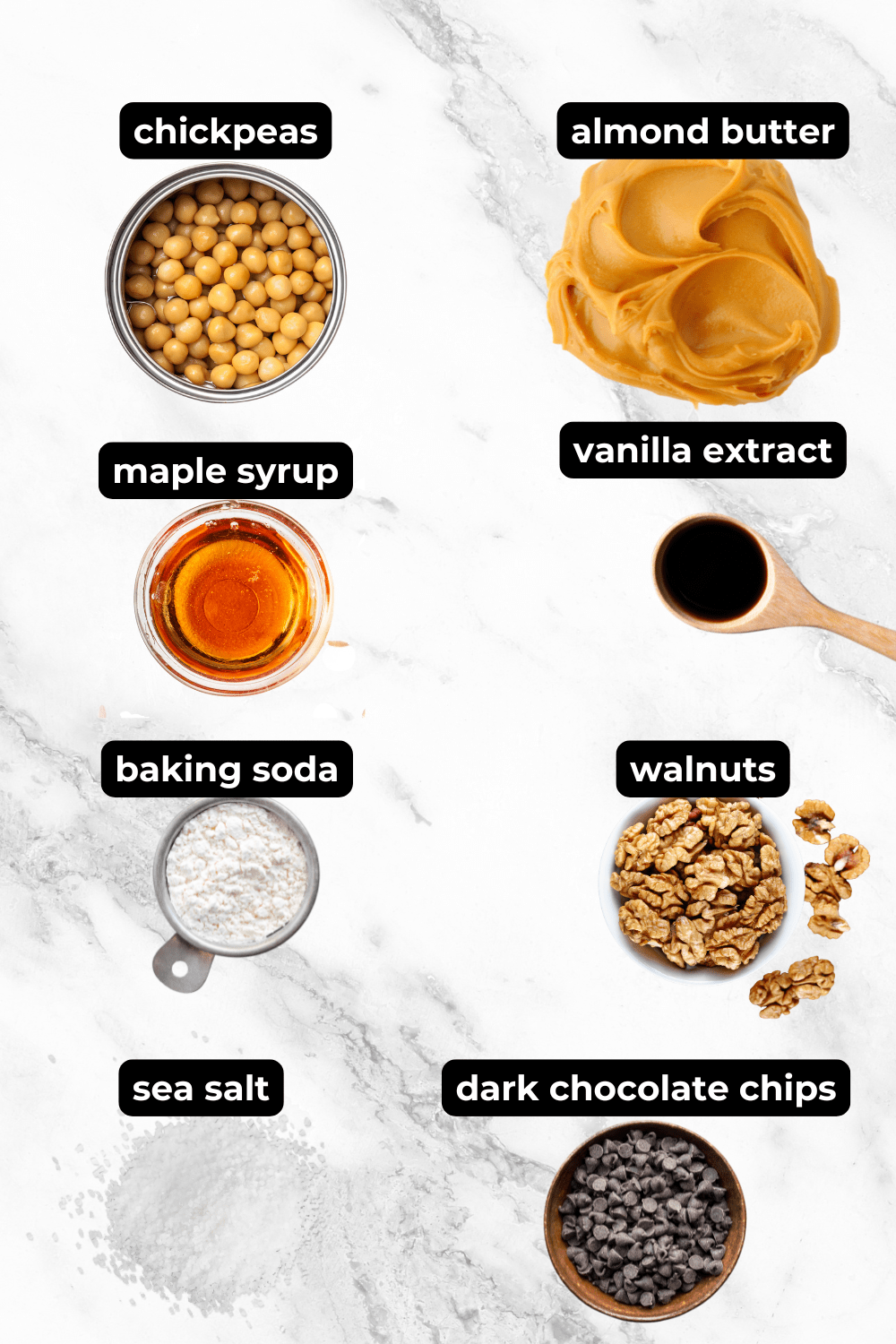 Ingredients in healthy cookies made from chickpeas