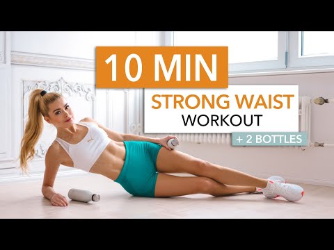 10 MIN STRONG WAIST – for ab lines & a strong side belly / with Bottles or Weights I Pamela Reif