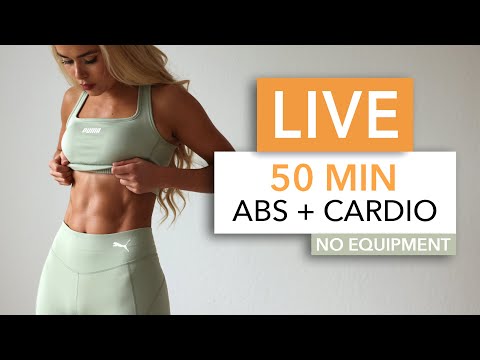LIVE WORKOUT – 50 MIN ABS + CARDIO DANCE, intense & super happy