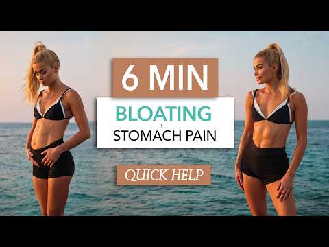 6 MIN BLOATING + STOMACH PAIN RELIEF – exercises, stretches & massaging I quick help